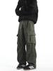 Men's Retro Punk Cargo Pants - Spring/Autumn 2025, Multi-Pocket, Heavyweight, Loose Fit, Straight Leg, Casual.
