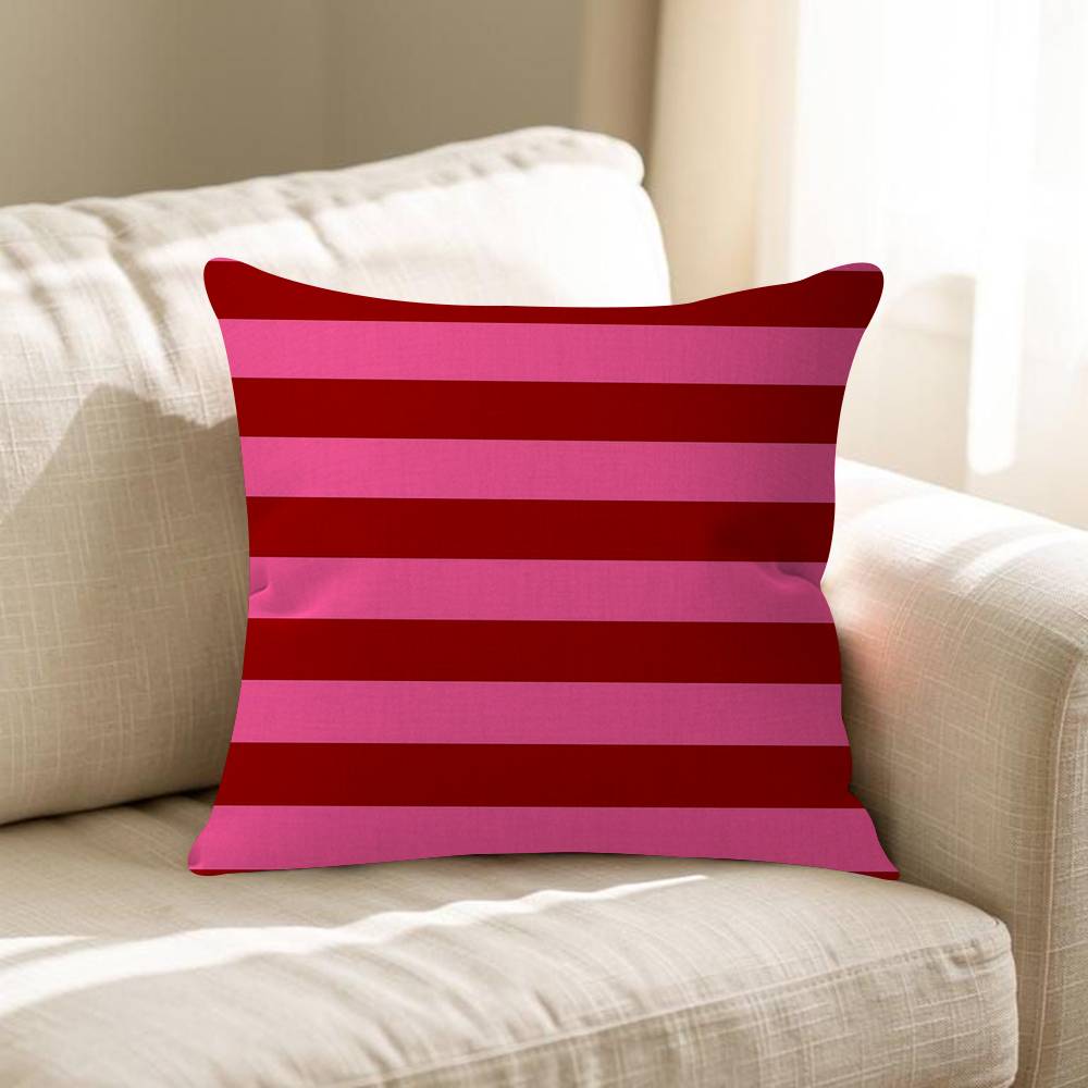 INS Rot-Pink gestreifte Kissenhülle Auto Überwurfskissenhülle für Sofa Auto Weihnachtsgeschenk 40x40cm 45x45cm