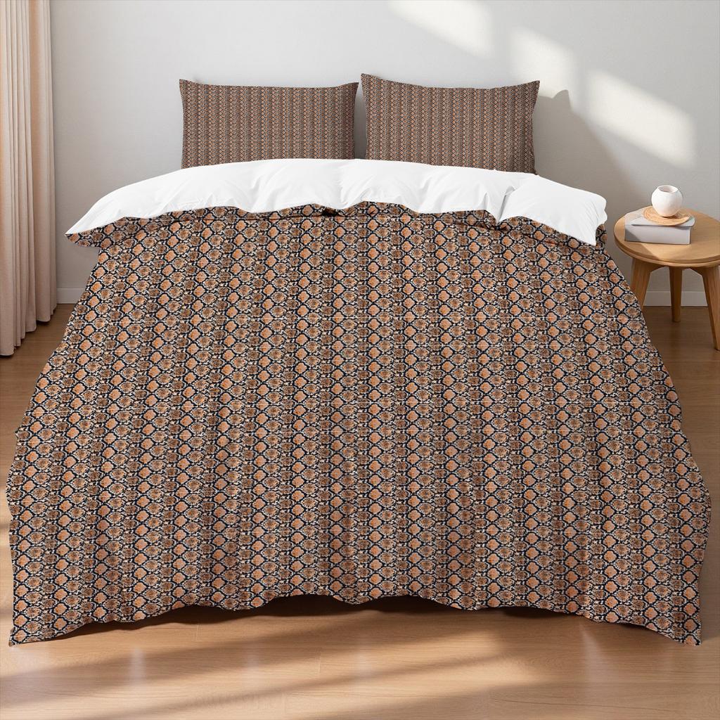 Luxury Brown Black Houndstooth Bedding Set Classic Print Duvet Cover Pillowcase Breathable Wrinkle-Free For Bedroom Decor