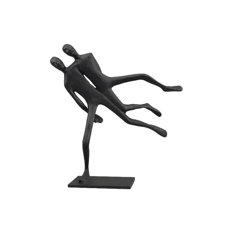 Metallfigur Skulptur Eisen Abstrakt Mensch Schwarz Dekorative Figuren Bewegung Metallfigur Zimmerdekoration Zubehör