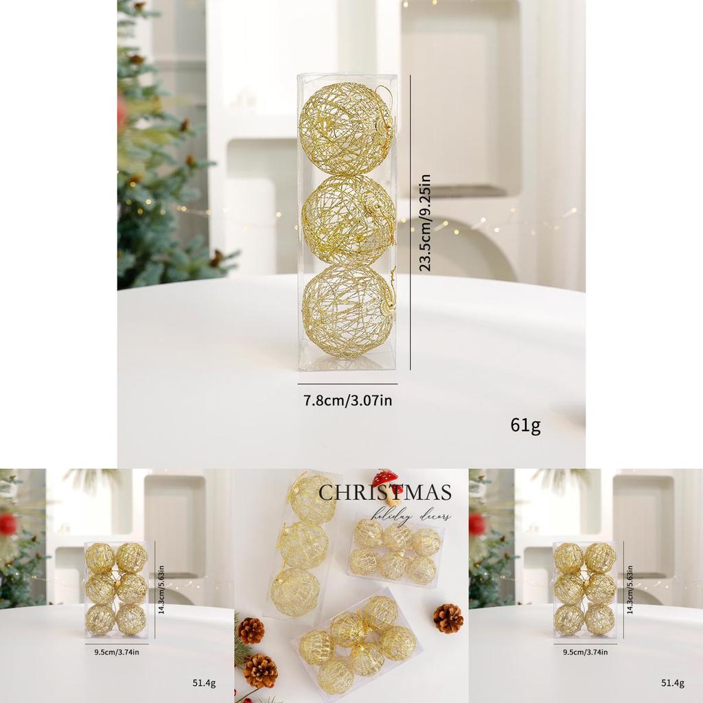 Christmas Ball Decoration Set With Metallic Hollow Ornaments For Holiday Home Decor
