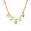 Fashion Evil Eye Stainless Steel Necklace Jewelry for Women Y2K Style Diamond Inlaid Titanium Steel Cross Chain Pendant