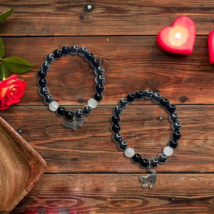 Unique Couple Bangles Different Colors  Beaded Chains Bracelets Accessory