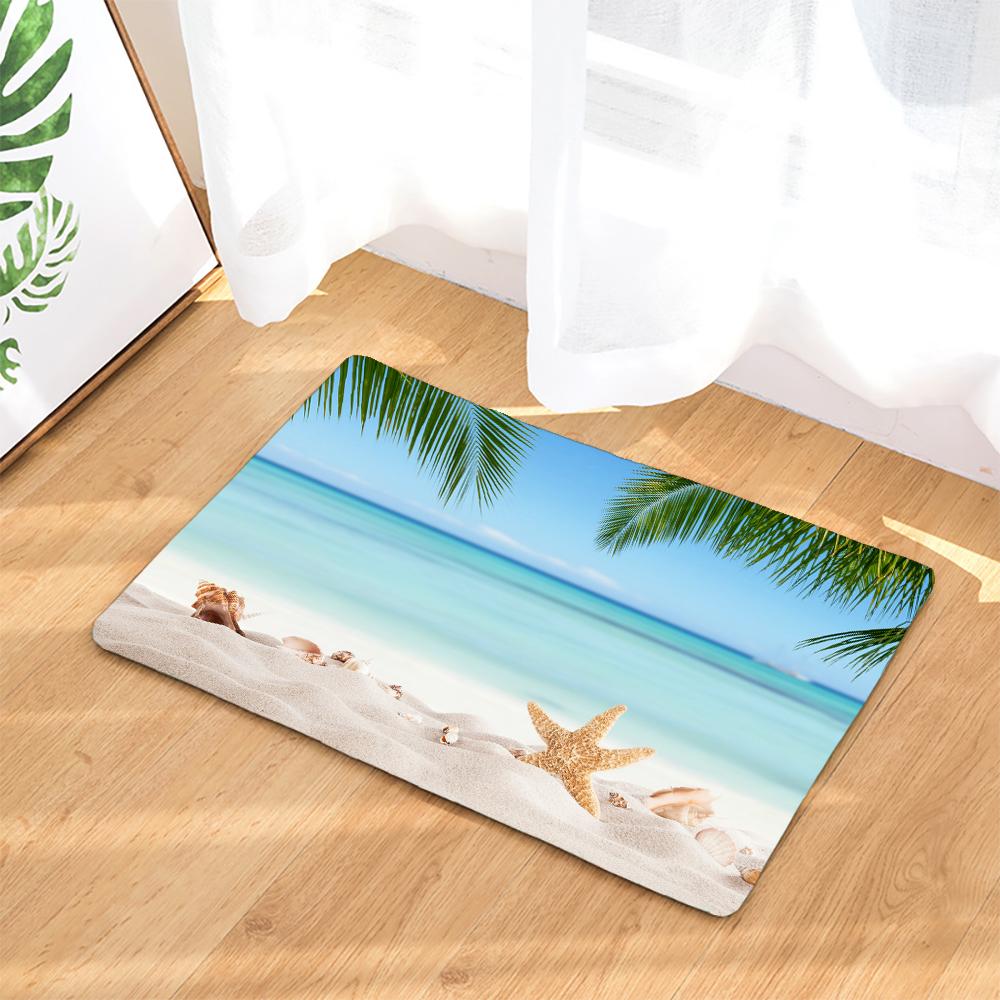 3D Printing Sea Beach Shell landscape Toilet Non-Slip Mat Bath Rugs Toilet Bath Rug Accessories for Bathroom Decor