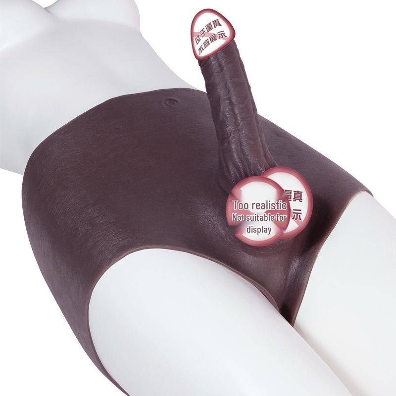 Pantaloni da uomo in pelle traforata con pene finto in carne morbida Lingerie