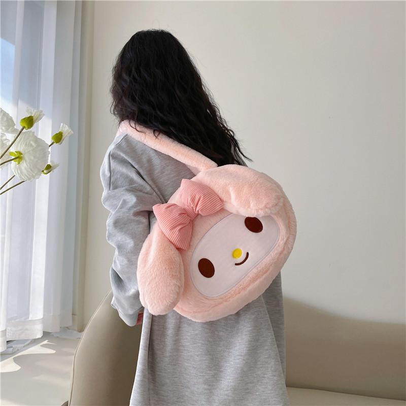 Melody Plush Tote Bag With Embroidery For Daily Use