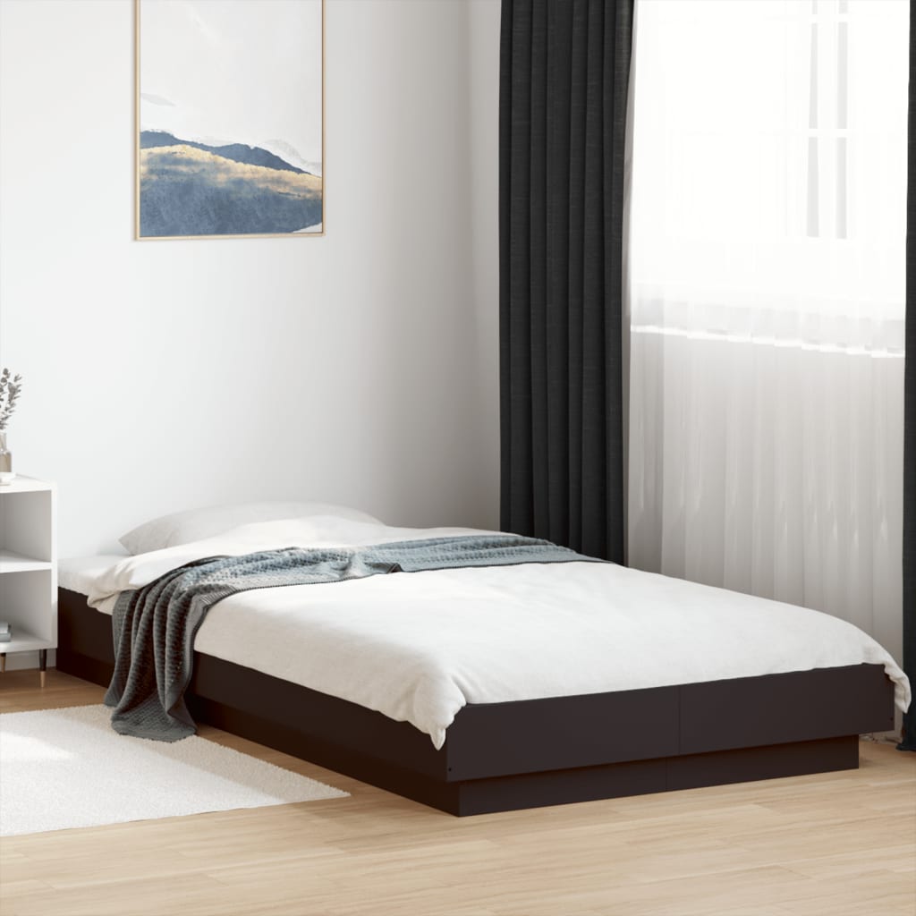 LED Bed Frame in Black 100 x 200 cm Engineered Wood