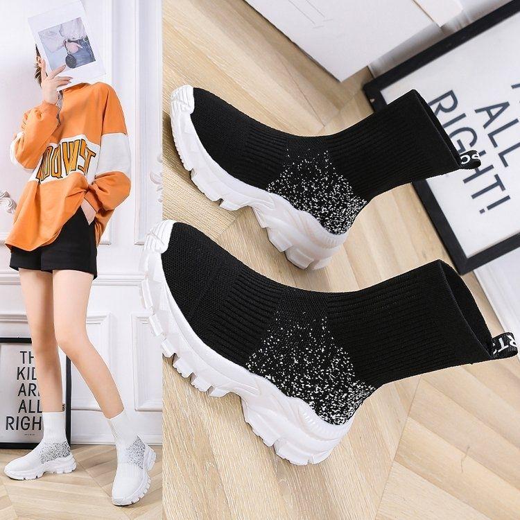 Women's Trendy High-Top Sock Boots - Versatile Casual Sports Fashion for 2025 Spring & Autumn.