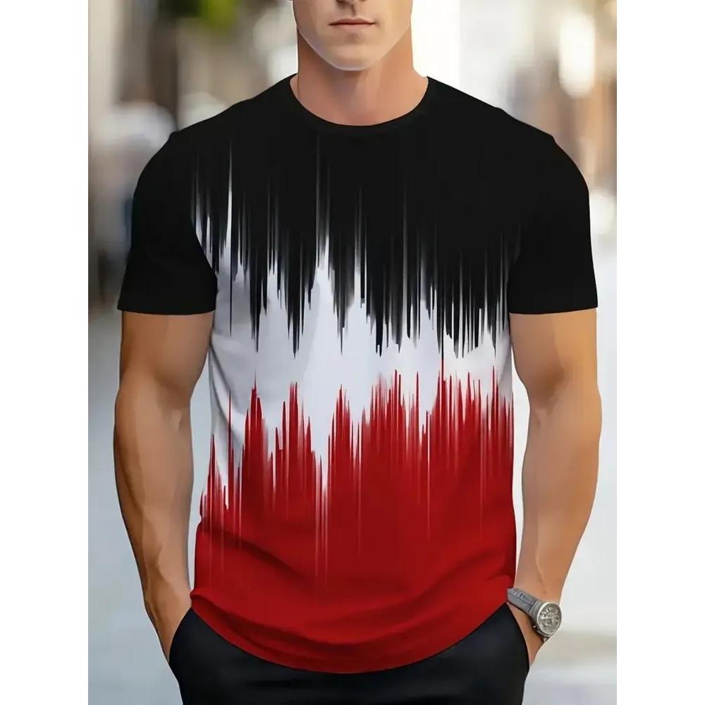 Casual Loose T-Shirt Men's Striped Printed Short Sleeve Fashion Top Daily Comfort T-Shirts Men’s
