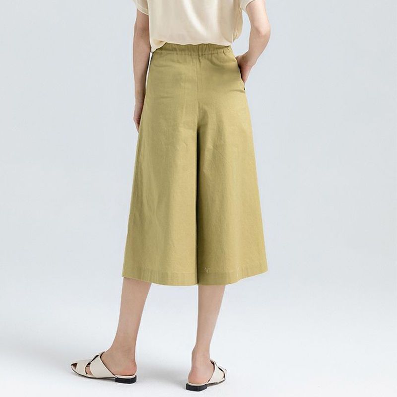 Cotton Wide Leg Pants for Women In Summer High Waisted Loose Fitting Seven Quarter Skirt Pants for Women