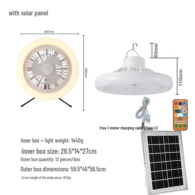 Nordic Minimalist Solar-Powered Multi-Function Camping Fan Light
