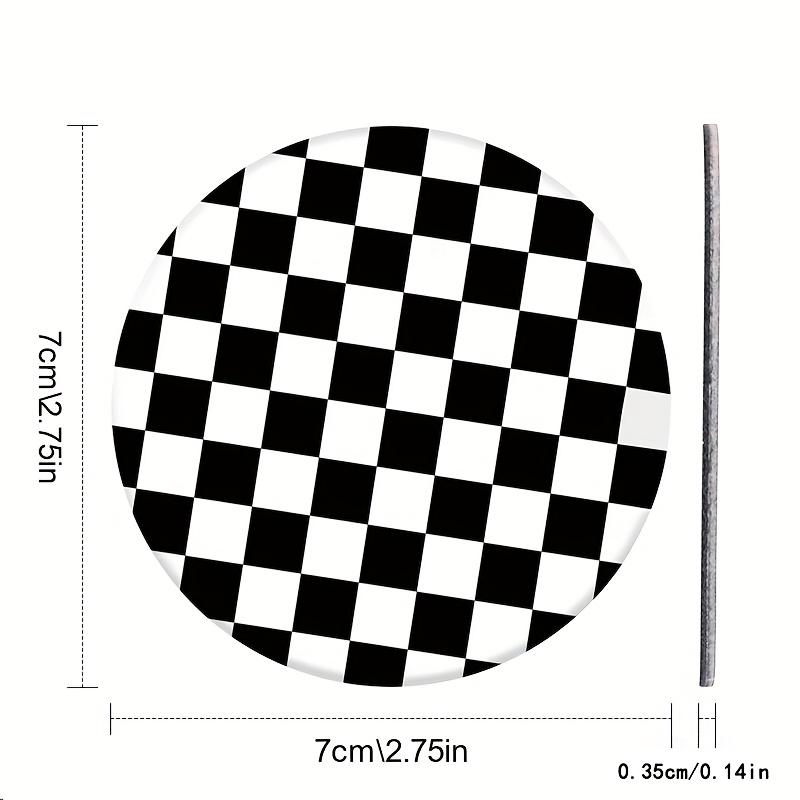 Set of 2 High-Quality EVA Black And White Checkered Car Coasters - Non-Slip Cup Mats Designed to Keep Cup Holders Clean