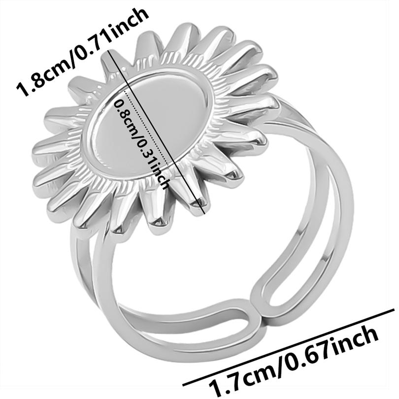 Geometric Round Oval Heart Blank Base Settings DIY Stainless Steel Rings For Women Men Accessories Adjustable Open Ring Jewelry