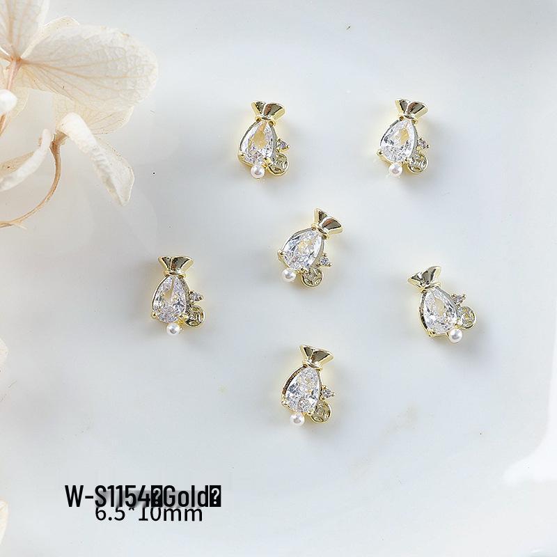 Nový rok nail art: Luxusní přívěsek Fortune Bag ze zirkonu a zlatem vykládané nositelné doplňky na nehty s kamínky