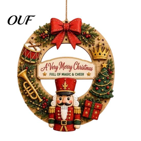 DIY Holiday Craft Decorations Interchangeable Wooden Christmas Wreath, 12 Pcs Front Door Plaque, Indoor Festive Atmosphere Decor Handmade Pattern