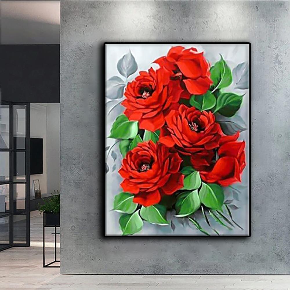 5D DIY diamantové výšivky květin Diamantová malba mozaika domácí dekorace