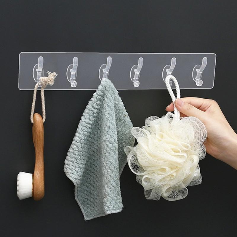 Strong Adhesive Row Hooks Rustproof Waterproof Clothing Towels Coats Keys Bags Hats Bath Ball Hanging Wall Hooks for Bathroom Kitchen Shower Door
