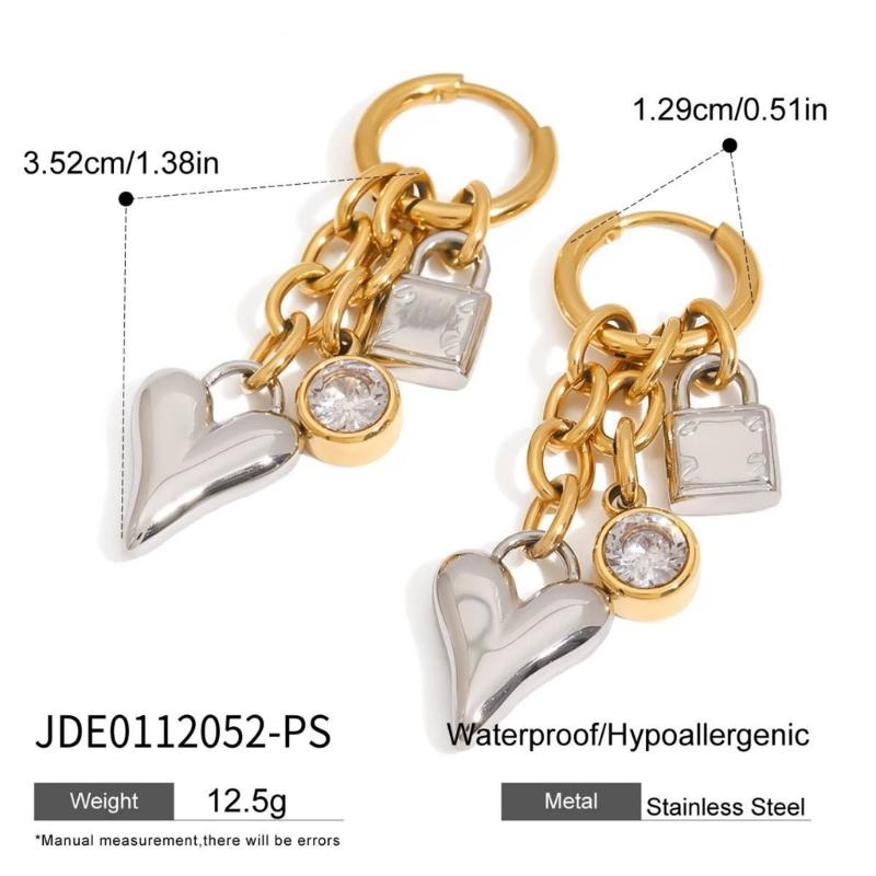 Unique Ear Jewelry Heart Pendant Earrings Stainless Steel Texture Modern Women Jewelry Present for Women and Girls