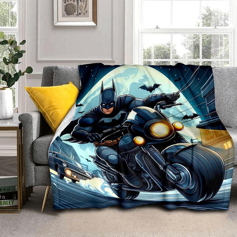 1pc Batman Motorcycle Chase Cartoon Blanket,Portable Throw for Travel & Camping, All Season Cozy Blanket,Ideal Gift