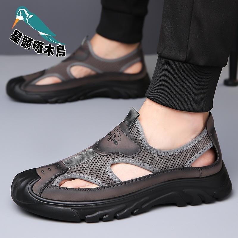 Sandals men's 2025 new summer sports leisure breathable hollow outer wear non-slip lightweight hole shoes