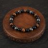 Triple Protection Men's Bracelet, Tiger Eye Black Onyx Bracelet for Men, Hematite Beaded Stretch Bracelets, Handmade Jewelry For Gift DB-9