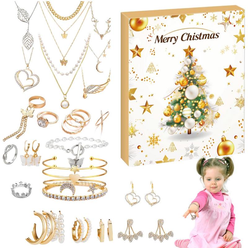 Jewelry Advent 24 Day Countdown To Christmas Calendar Fashion Bracelet Necklace Earring Rings For Adult Women & Teen Girls