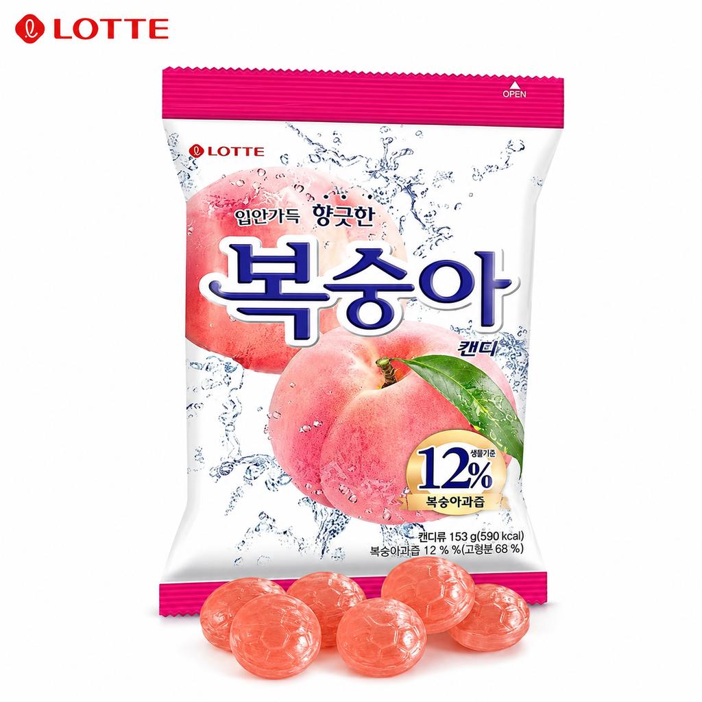 Caramelos Duros Sabor Melocotón Lotte 153g | Presentando Rico Sabor a Melocotón, Sabor Dulce, Snack Conveniente