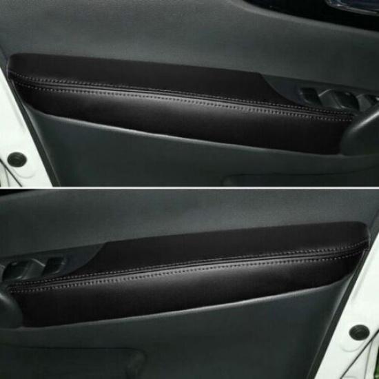 4PCS Black Interior Door Panels Armrest Leather Cover For Nissan Rogue 2014-
