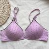 Polka Dot Wireless Push-up Bra - Women's Comfort with Two Rows of Hooks