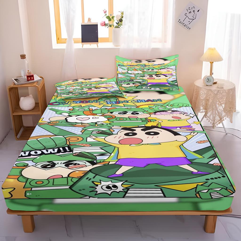 Kreslené prostěradlo s gumou Shin-chan pro teenagera Elastické povlečení Roztomilé povlečení s digitálním potiskem, Povlečení pro děti
