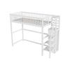 Litera con Escalera de Seguridad Armario Diseño de Barandilla Alta Estante de Almacenamiento Superficie Lisa Dormir 90 X 200cm Cama para Habitación Infantil con Barra para Ropa Habitación