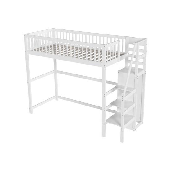 Litera con Escalera de Seguridad Armario Diseño de Barandilla Alta Estante de Almacenamiento Superficie Lisa Dormir 90 X 200cm Cama para Habitación Infantil con Barra para Ropa Habitación