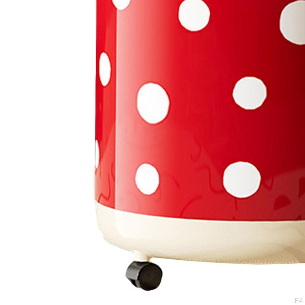 Polka Dot Trash Can Garbage 12L Dustbin with Wheels Uncover Waste Basket Recycling Bin for