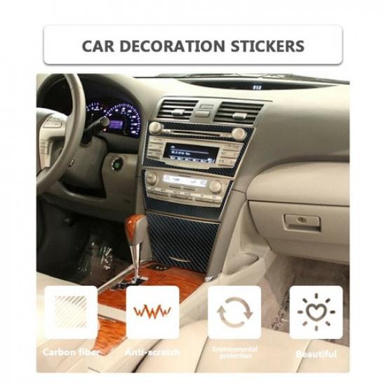 3Pcs Carbon Fiber Interior Central Console Cover Trim For 2007-2011 Toyota Camry