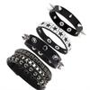 1Pc/4pcs Fashion Multi-layer Wide Leather Bracelet Punk Domineering Rivet Five-pointed Star Wrist Strap Personalized Bracelet