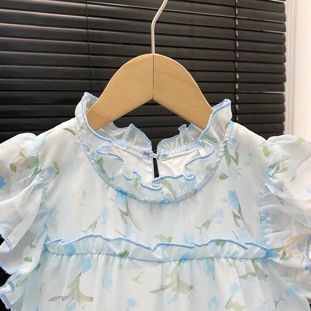 New Blue Princess Sleeveless Summer Dress for Girls - Korean Chic Style Fairy Skirt