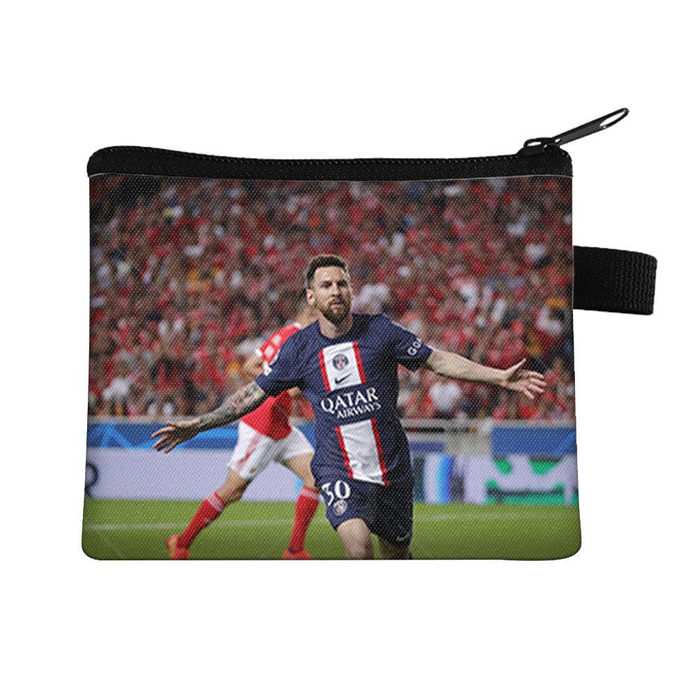 Borsa cambio per bambini stella del calcio Borsa porta carte portatile Borsa porta monete chiavi in poliestere Borsa a pochette