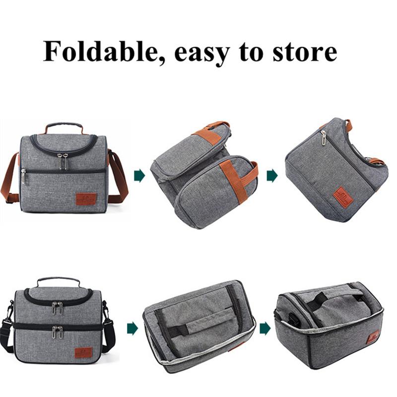 Single/Durable Layer Waterproof Thermal Lunch Bag Large Capacity Portable Picnic Food Insulated Cooler Bag With Shoulder Strap