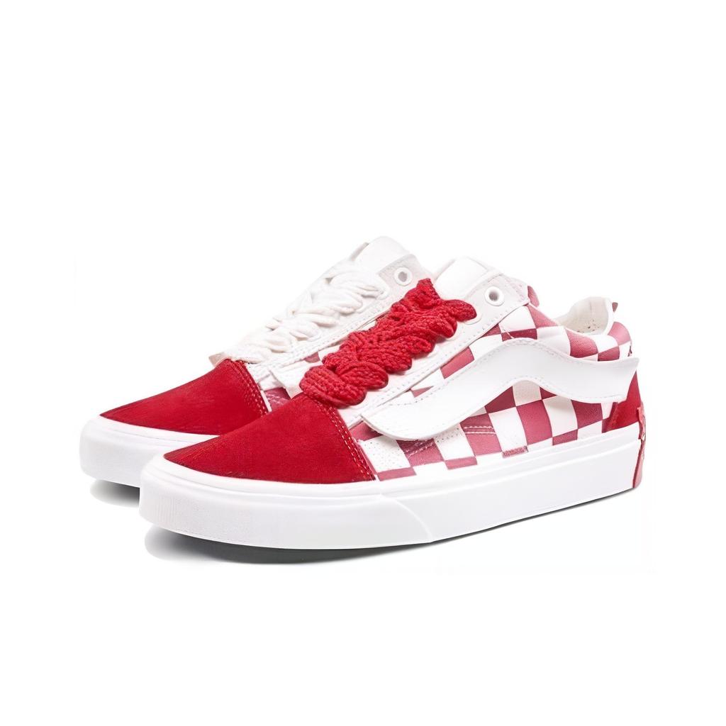 Vans Su Wukou X  Old Skool Series Pig Year Velcro Lightweight Low-Top Skate Shoes Unisex Sneakers Red White Checkerboard VN0A38G1SHJ