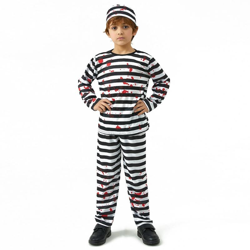 

Halloween costumes ghost festival, scary bloody prisoner costume children, demon zombie play costumes L