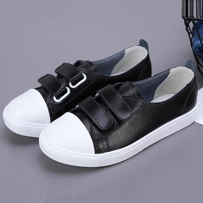 Spring Women Flats Ladies Slip On Ballet Flats Female Loafers Leather Shoes Women Casual Boat Shoes White Black Sneakers WSH3573