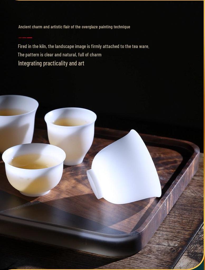 Ice Texture Porcelain Tea Cup Sale: Buy One, Get One Free - Thin-Walled Pure White Jade Style