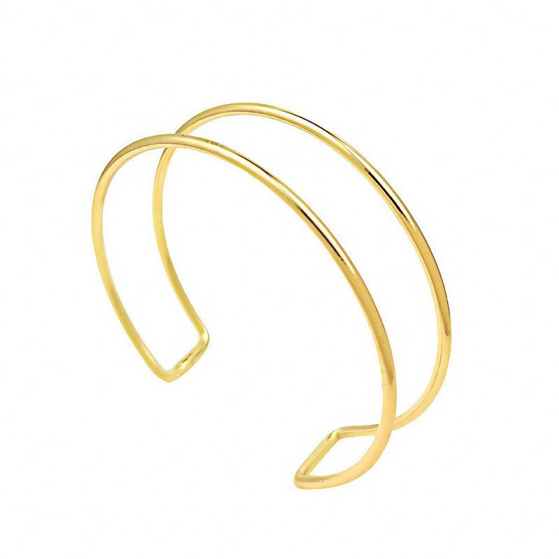 Geometric Metal Arm Bangle Set: Adjustable, Hollow, Exaggerated Design for Women