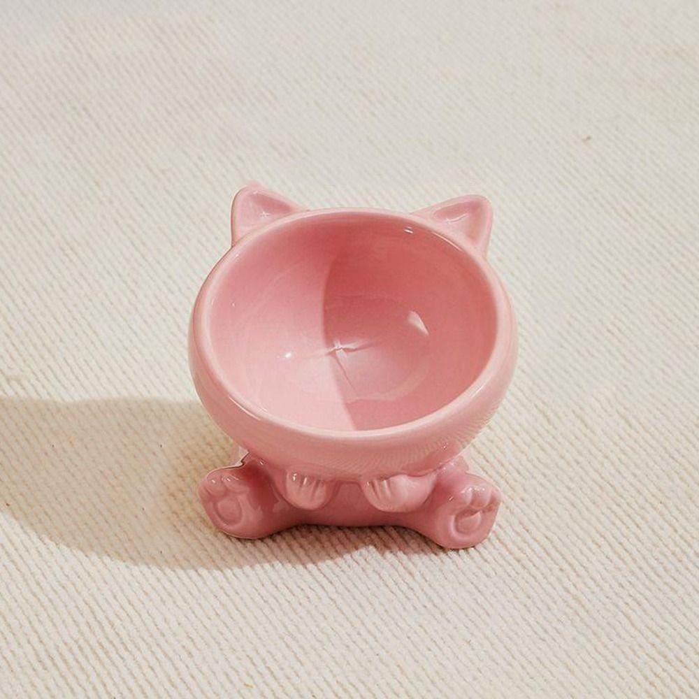 Slanted Mouth Pet High Foot Bowl Cute Dog Food Feeding Basin Pet Drinking Feeder  Kitten Puppy
