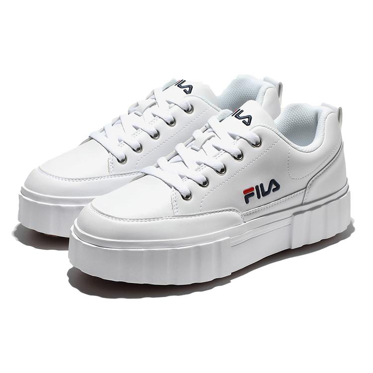 Fila Niedrige High-Top-Skateschuhe mit dicker Sohle Unisex Weiße Koreanische Version 'Weiß Rot Schwarz' 1TM01563E_100