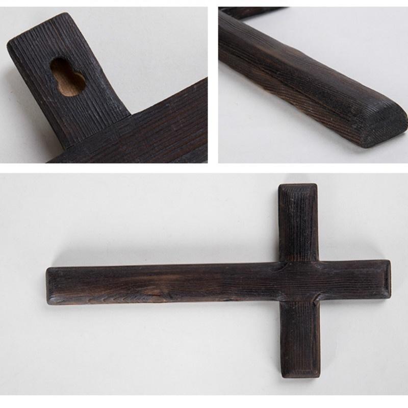 Suministros religiosos Cruz católica cristiana colgante de pared artesanía de madera negra decoración de pared cruzada