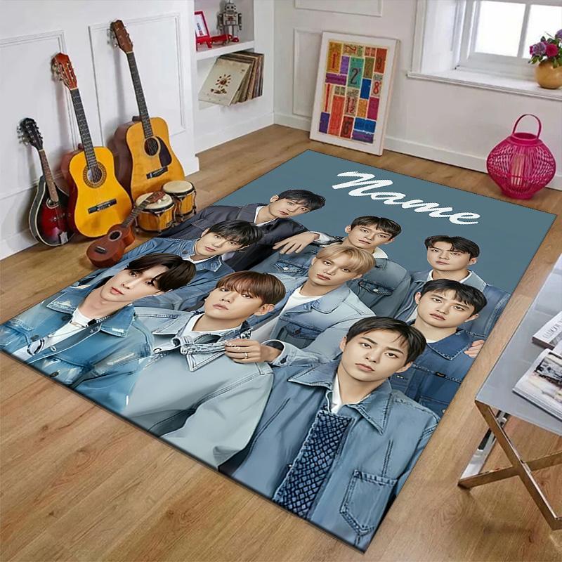 Custom Kpop Team Mat Personalized Name, Polyester Washable Indoor Entryway Rug, Gift for Christmas, Easter, Thanksgiving Day