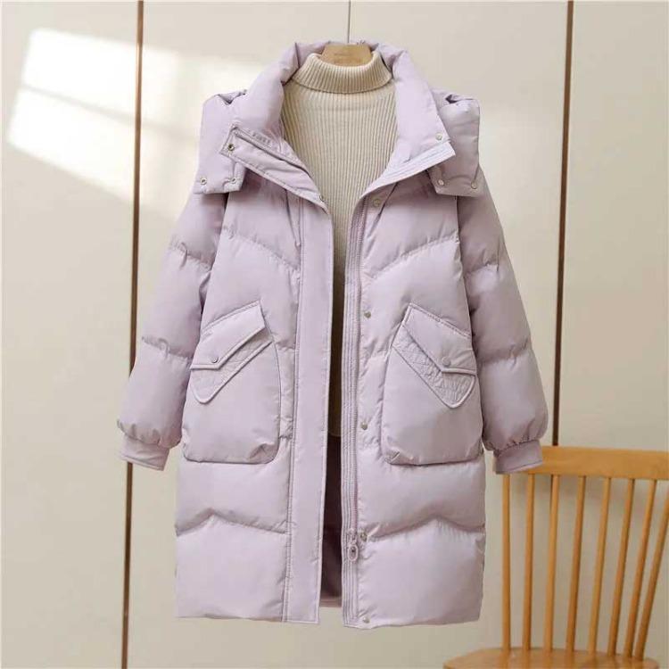 

Hooded Jacket Thickened Fleece Waterproof Windbreaker Casual Double Layer Coat for Women Oversize Zipper Winter Plush S фиолетовый
