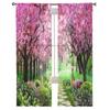 Pink Tree Beautiful Forest Sheer Curtains For Living Room Window Transparent Voile Tulle Curtain Bedroom Drapes Home Decor