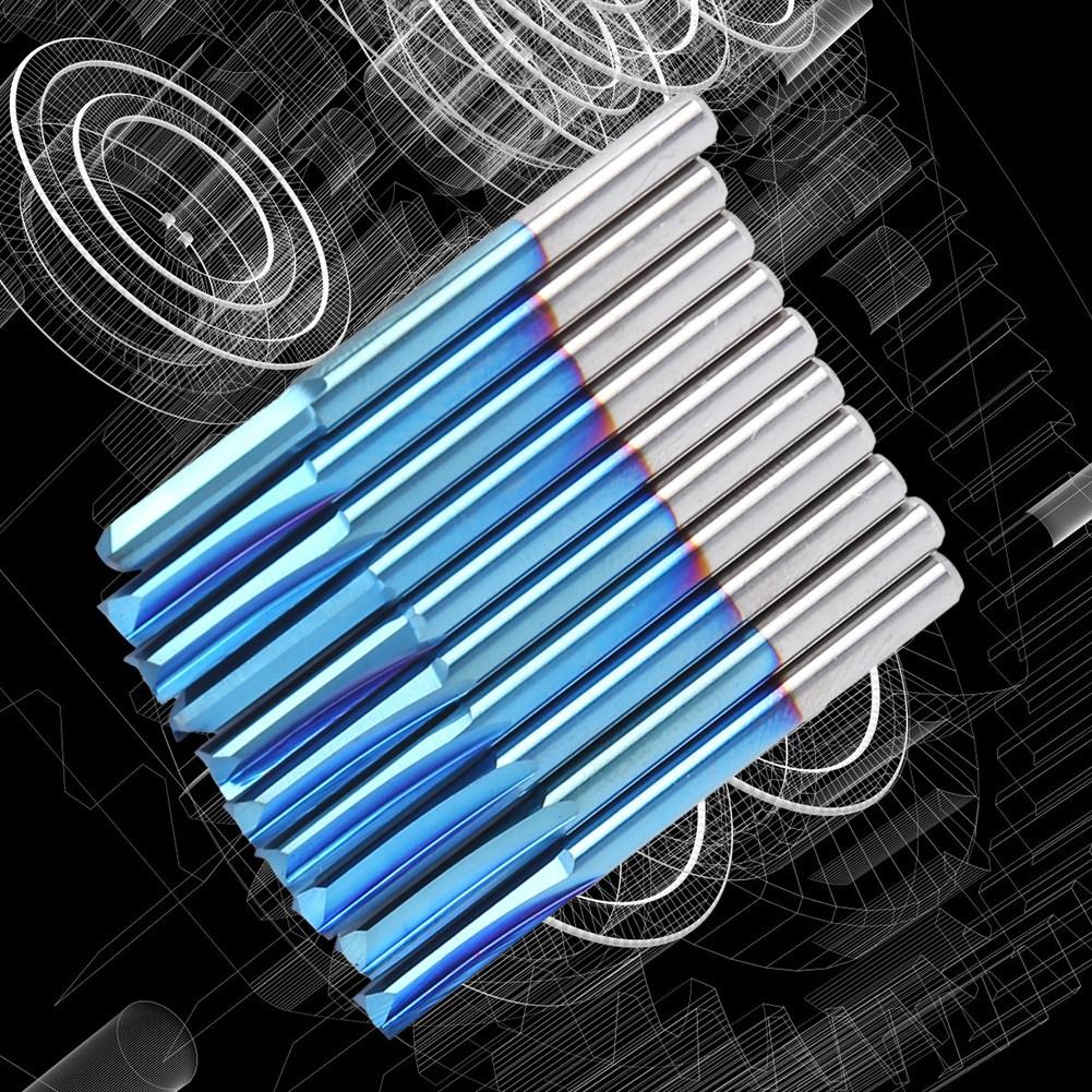 ZDZCYS12DL 10Pcs 3.175mm Handle Milling Cutter Cemented Carbide 2 Flute Straight Milling Tool